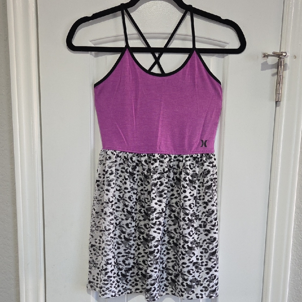 Hurley Kids Dress in Purple and Black Leopard Print